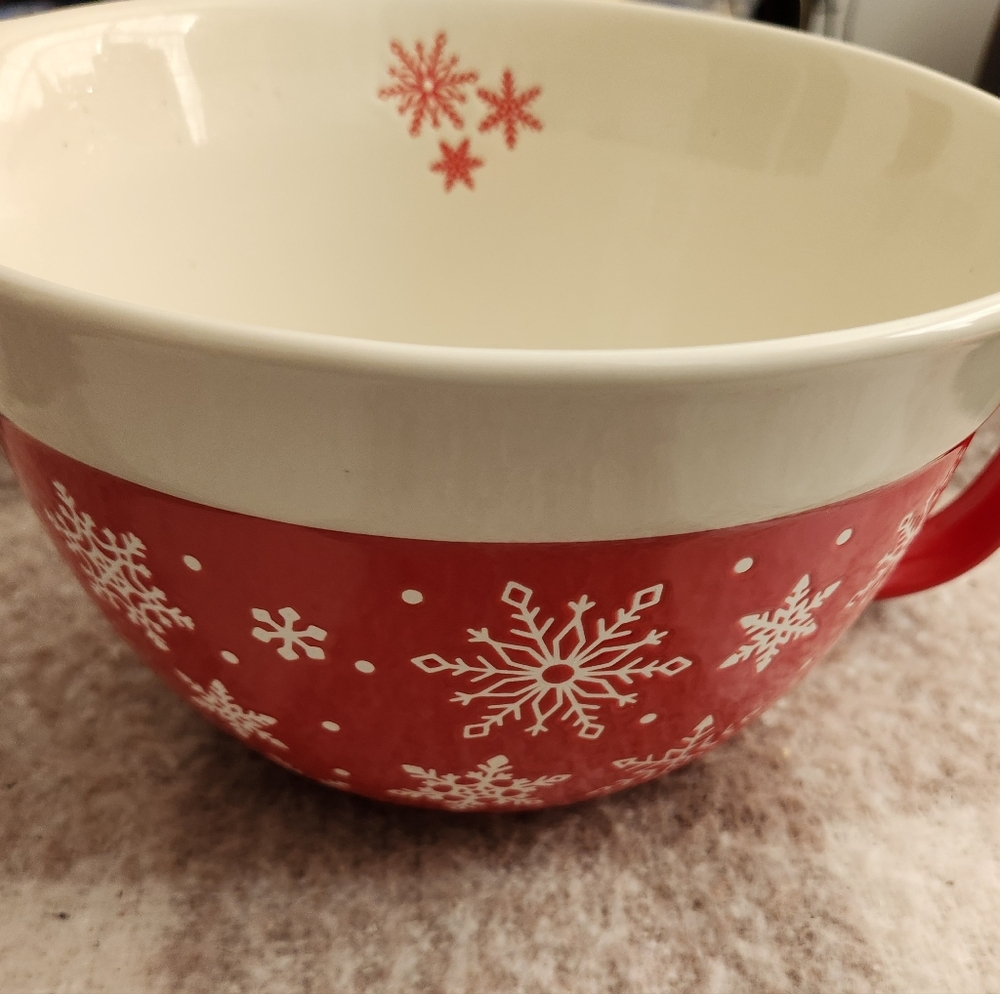 The Bakeshop Holiday Red Snowflake Mixing Bowl
